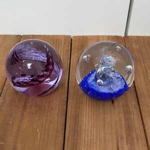 2 Vintage Caithness Scotland Glass Paperweights Tango Spinnaker